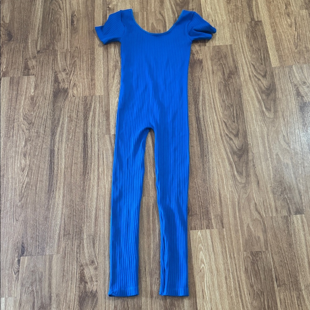 Blue Ribbed Stretch to Fit Jumpsuit One Size